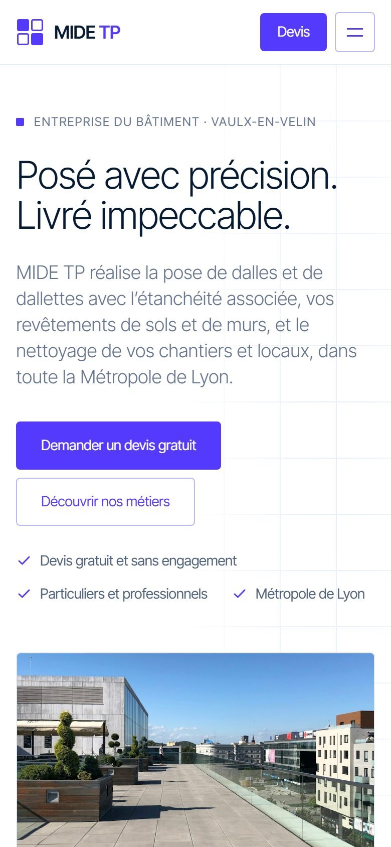 Le site MIDE TP sur téléphone